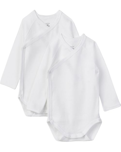 Petit Bateau Body Kimono Manica Lunga - Pacco da 2 - Bianco - 100% Cotone Body Manica Lunga