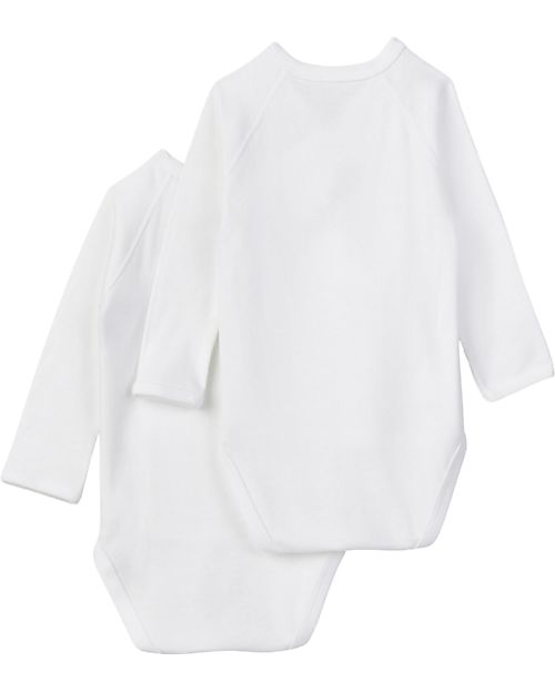 Petit Bateau Body Kimono Manica Lunga - Pacco da 2 - Bianco - 100% Cotone Body Manica Lunga