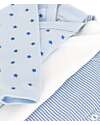 Petit Bateau Body Kimono Manica Lunga - Pacco da 3 - Azzurro e Bianco - Righe e Stelle - 100% Cotone Bio Body Manica Lunga