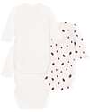 Petit Bateau Body Kimono Manica Lunga - Pacco da 3 - Bianco - Barche a Vela - 100% Cotone Bio Body Manica Lunga