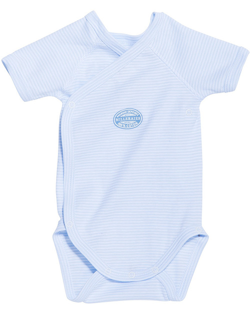 Petit Bateau Body Kimono Maniche Corte - Millerighe Blu - 100% Cotone Body Manica Corta