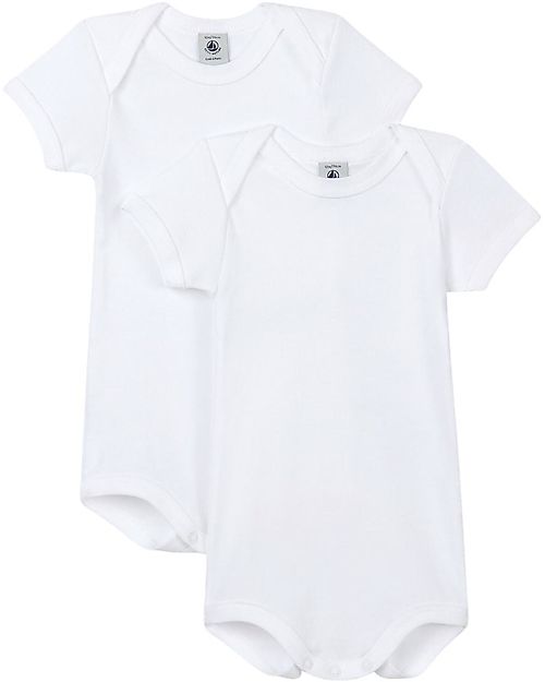 Petit Bateau Body Manica Corta, Pacco da 2 - Bianco - 100% Cotone Body Manica Corta
