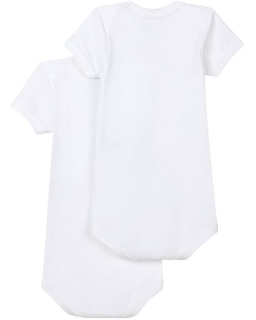Petit Bateau Body Manica Corta, Pacco da 2 - Bianco - 100% Cotone Body Manica Corta