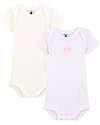 Petit Bateau Body Manica Corta (Pacco da 2) - Millerighe Rosa e Bianco - 100% Cotone Body Manica Corta