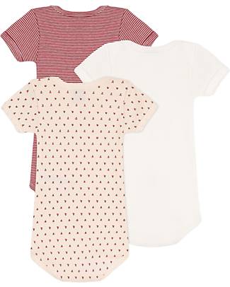 Petit Bateau Body Manica Corta - Pacco da 3 - Bianco/Azzurro/Grigio - 100% Cotone Oeko-Tex Body Manica Lunga