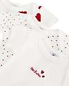 Petit Bateau Body Manica Corta - Pacco da 3 - Bianco con fantasia a cuore/Bianco - 100 %Cotone Body Manica Corta