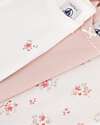 Petit Bateau Body Manica Corta - Pacco da 3 - Bianco e Rosa - Fiori - 100% Cotone Body Manica Corta