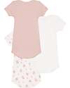 Petit Bateau Body Manica Corta - Pacco da 3 - Bianco e Rosa - Fiori - 100% Cotone Body Manica Corta