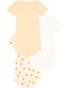 Petit Bateau Body Manica Corta - Pacco da 3 - Bianco/Giallo Koala e Righe - 100% Cotone Bio Body Manica Corta