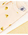 Petit Bateau Body Manica Corta - Pacco da 3 - Bianco/Giallo Koala e Righe - 100% Cotone Bio Body Manica Corta