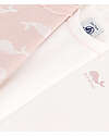 Petit Bateau Body Manica Corta - Pacco da 3 - Bianco/Rosa con Balene - 100% Cotone Bio Body Manica Corta