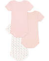 Petit Bateau Body Manica Corta - Pacco da 3 - Bianco/Rosa Cuori e Righe - 100% Cotone Bio Body Manica Corta
