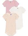 Petit Bateau Body Manica Corta - Pacco da 3 - Cuori Fiori Righe - 100% Cotone Bio Body Manica Corta