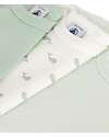 Petit Bateau Body Manica Corta - Pacco da 3 - Verde Salvia - Balene - 100% Cotone Body Manica Corta