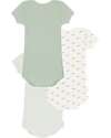 Petit Bateau Body Manica Corta - Pacco da 3 - Verde Salvia - Balene - 100% Cotone Body Manica Corta