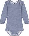 Petit Bateau Body Manica Lunga - Blu Millerighe - Lana e Cotone Biologico Body Manica Lunga