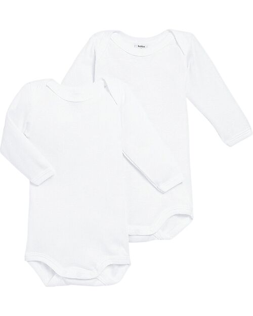 Petit Bateau Body Manica Lunga - Pacco da 2 - Bianco - 100% Cotone Bio Body Manica Lunga