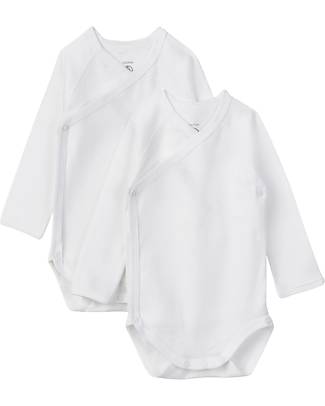 Petit Bateau Body Manica Lunga - Pacco da 2 - Bianco - 100% Cotone Body Manica Lunga