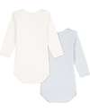 Petit Bateau Body Manica Lunga - Pacco da 2 - Bianco/Azzurro Millerighe - 100% Cotone Body Manica Lunga
