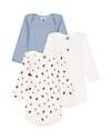 Petit Bateau Body Manica Lunga - Pacco da 3 - Bianco/Azzurro - Barchette e Righe - 100% Cotone Bio
 Body Manica Lunga