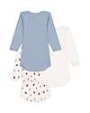 Petit Bateau Body Manica Lunga - Pacco da 3 - Bianco/Azzurro - Barchette e Righe - 100% Cotone Bio
 Body Manica Lunga