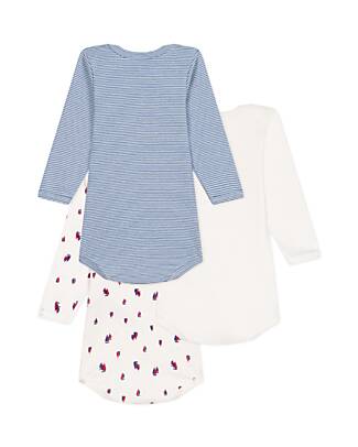Petit Bateau Body Manica Lunga - Pacco da 3 - Bianco/Azzurro - Barchette e Righe - 100% Cotone Bio
Body Manica Lunga