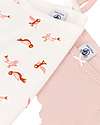 Petit Bateau Body Manica Lunga - Pacco da 3 - Bianco con Uccellino Singolo/Rosa/Bianco con Fantasia Uccellini - 100% Cotone Body Manica Lunga