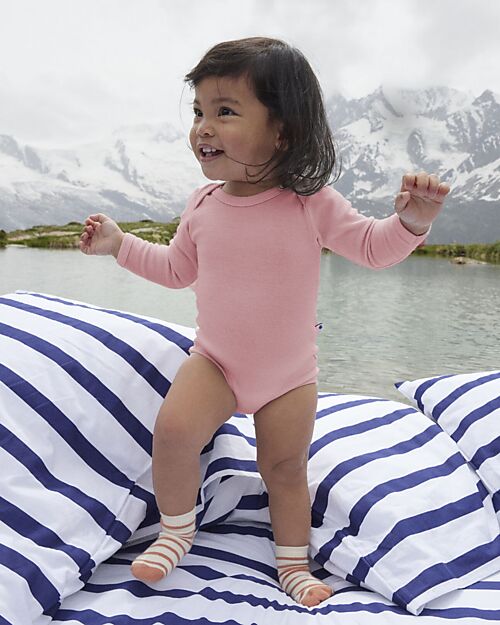 Petit Bateau Body Manica Lunga - Rosa - 100% Cotone Body Manica Lunga