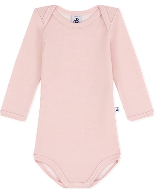 Petit Bateau Body Manica Lunga - Rosa - Lana e Cotone Body Manica Lunga