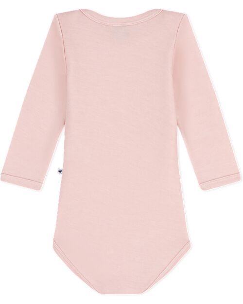 Petit Bateau Body Manica Lunga - Rosa - Lana e Cotone Body Manica Lunga