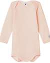 Petit Bateau Body Manica Lunga - Rosa Millerighe- Lana e Cotone Biologico Body Manica Lunga