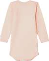 Petit Bateau Body Manica Lunga - Rosa Millerighe- Lana e Cotone Biologico Body Manica Lunga