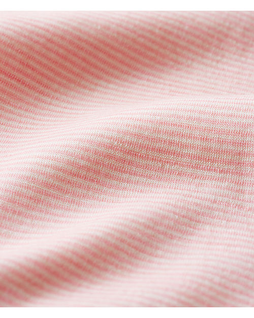 Petit Bateau Body Manica Lunga - Rosa Millerighe- Lana e Cotone Biologico Body Manica Lunga