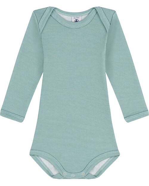 Petit Bateau Body Manica Lunga - Verde - 100% Cotone Body Manica Lunga