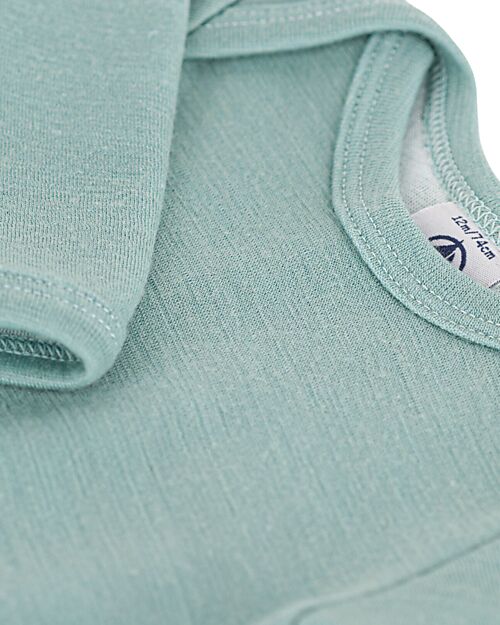 Petit Bateau Body Manica Lunga - Verde - 100% Cotone Body Manica Lunga