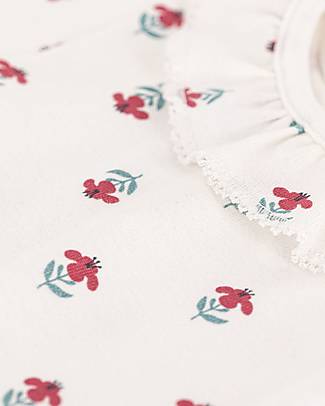 Petit Bateau Body - Maniche Corte - Fiori - 100% Cotone Organico Body Manica Corta