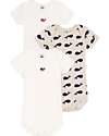 Petit Bateau Body Maniche Corte - Pacco da 3 - Balene - 100% Cotone Bio Body Manica Corta