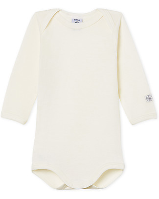 Petit Bateau Body Maniche Lunghe Super Caldo, Bianco - Lana e Cotone Body Manica Lunga