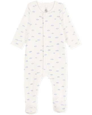 Petit Bateau Body/Pigiama - Bianco - Nuvole - 100% Cotone Tutine Lunghe
