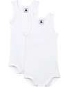 Petit Bateau Body Senza Maniche, Pacco da 2 - Bianco - 100% Cotone Body Manica Corta