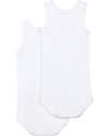 Petit Bateau Body Senza Maniche, Pacco da 2 - Bianco - 100% Cotone Body Manica Corta