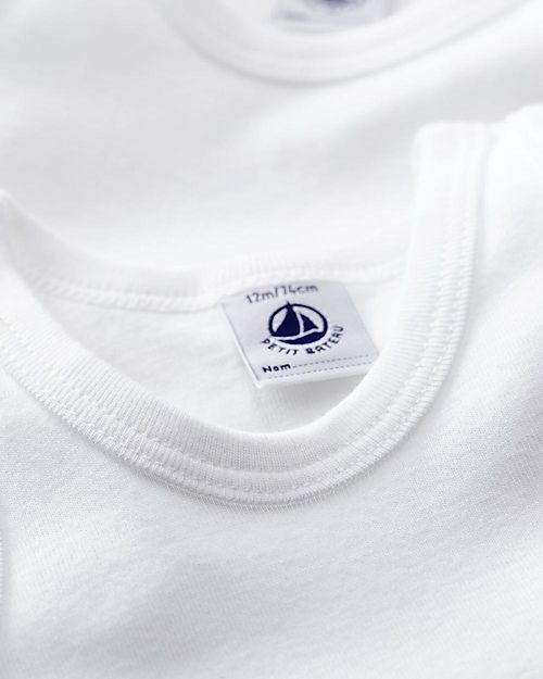 Petit Bateau Body Senza Maniche, Pacco da 2 - Bianco - 100% Cotone Body Manica Corta