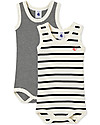 Petit Bateau Body Senza Maniche, Pacco da 2, Righe Bianco e Blu - 100% cotone Body Manica Corta