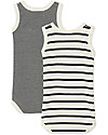Petit Bateau Body Senza Maniche, Pacco da 2, Righe Bianco e Blu - 100% cotone Body Manica Corta