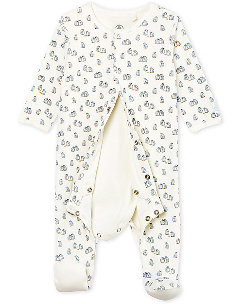 Petit Bateau Bodyjama: Body+Pigiama, Bianco/Uccellini - Ciniglia Pigiami