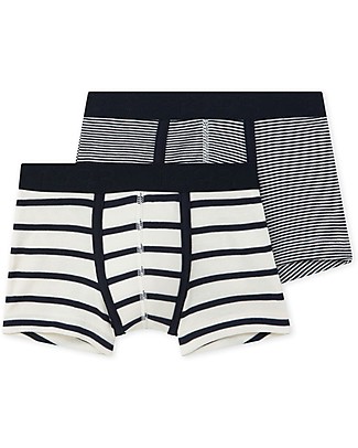 Petit Bateau Boxer Bimbo, Pacco da 2, Bianco e Nero - 100% Cotone Slip