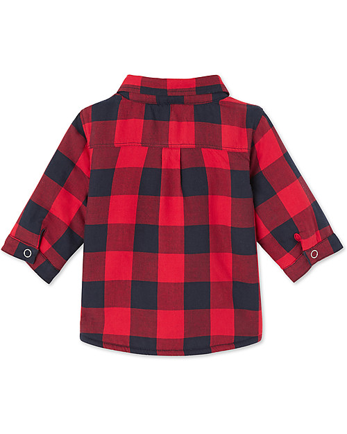Petit Bateau Camicia imbottita in Pile  - Quadri Blu/Rosso Camicie_