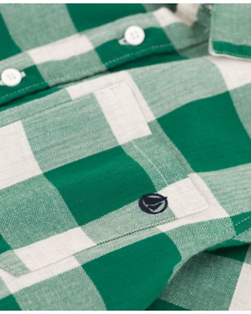 Petit Bateau Camicia Manica Lunga con Fantasia a Scacchi - Verde/Bianco Avalanche Camicie_