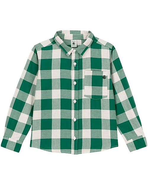Petit Bateau Camicia Manica Lunga con Fantasia a Scacchi - Verde/Bianco Avalanche Camicie_