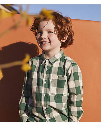 Petit Bateau Camicia Manica Lunga con Fantasia a Scacchi - Verde/Bianco Avalanche Camicie_